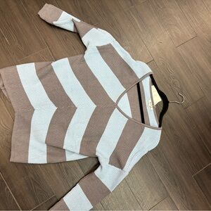 Striped Women's Sweater - Blue and Brown